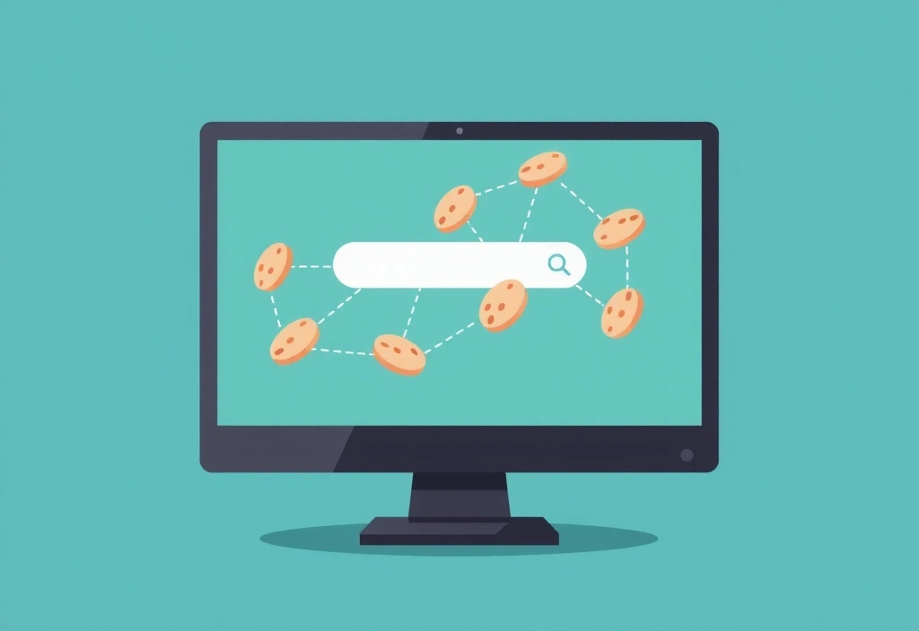 Illustration de cookies numériques sur un écran d'ordinateur, symbolisant la collecte de données et la vie privée en ligne.