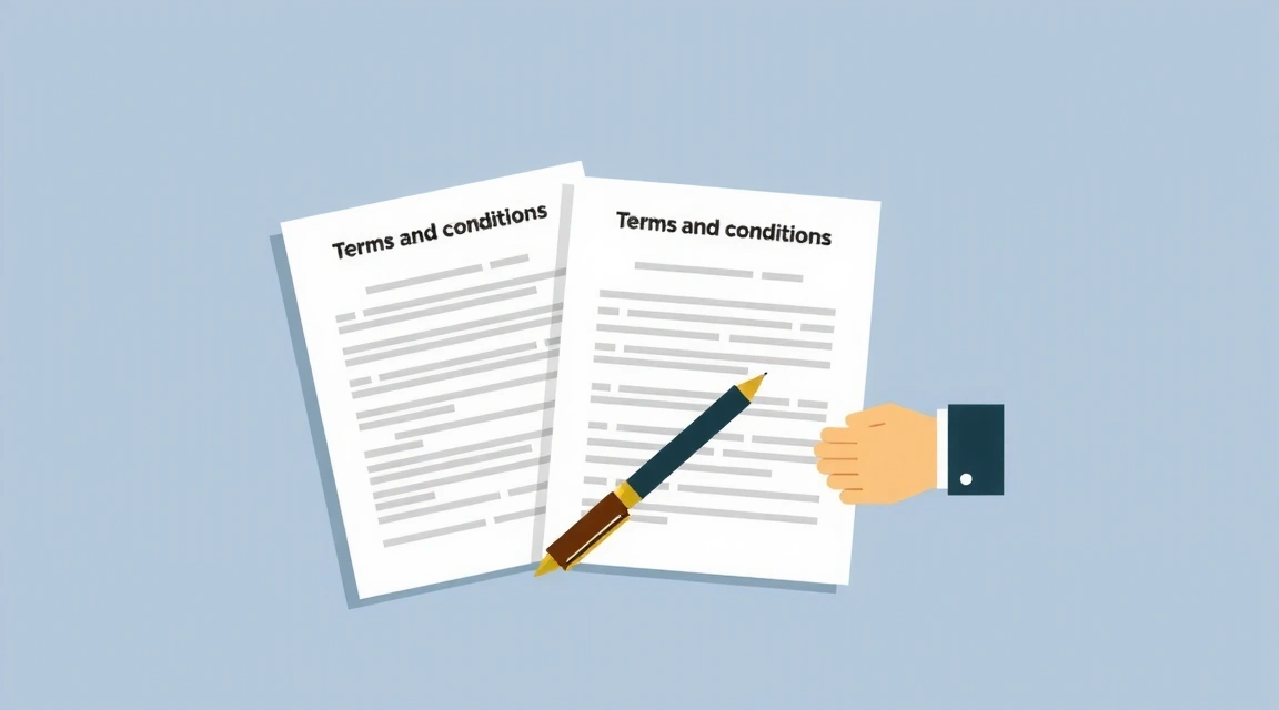 Illustration des conditions générales d'utilisation avec des documents et un contrat